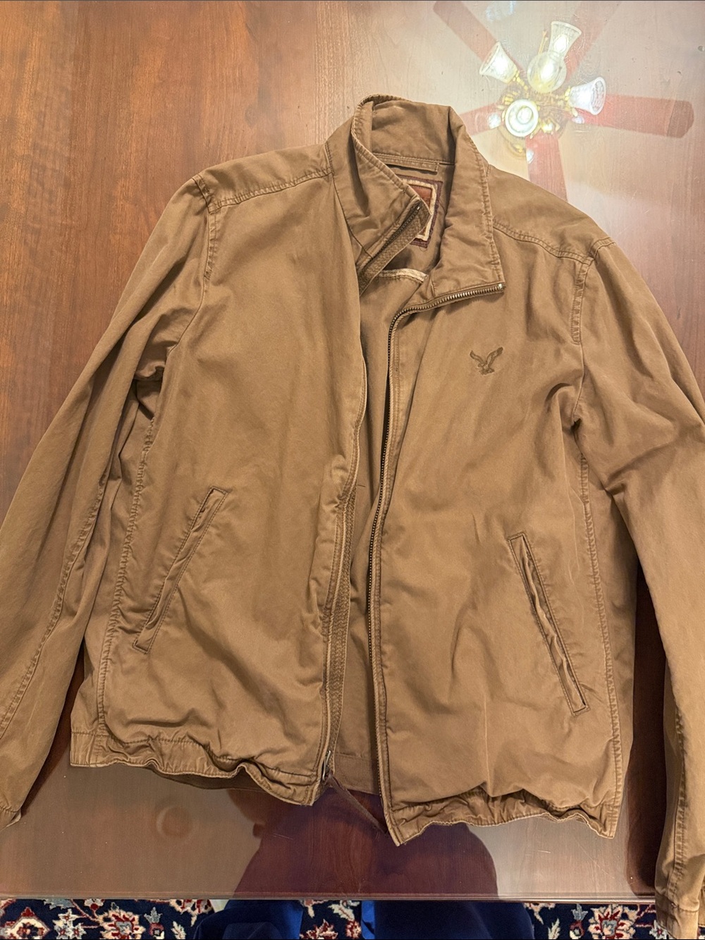 American Eagle Outfitters Tan Lightweight Zip Jacket
